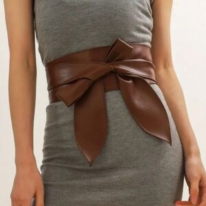 2 Pcs Boho Leather Waistband/ Wide Bowknot Belt